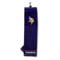 Team Golf NFL Minnesota Vikings Embroidered Golf Towel, Checkered Scrubber Design, Embroidered Logo