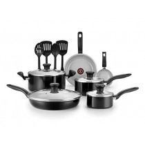 T-fal G917SE64 Initiatives Ceramic Nonstick Dishwasher Safe Toxic Free 14-Piece Cookware Set, Black