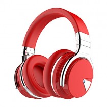 COWIN E7 Active Noise Cancelling Bluetooth Headphones with Microphone Deep Bass Wireless Headphones Over Ear, Comfortable Protein Earpads, 30H Playtime for Travel Work TV Computer Phone - Red