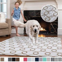 Gorilla Grip Original Faux-Chinchilla Area Rug, 3x5 Feet, Super Soft and Cozy High Pile Washable, Modern Rugs, Luxury Shag Carpets for Home, Nursery, Bed and Living Room, White and Beige