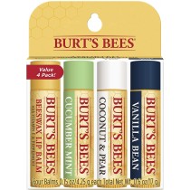 Lip Balm, Burt's Bees Mothers Day Gifts, Moisturizing Lip Care Gift for Mom, 100% Natural, Original Beeswax, Cucumber Mint, Coconut & Pear, Vanilla Bean with Beeswax & Fruit Extracts (4 Pack)
