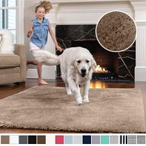 Gorilla Grip Original Faux-Chinchilla Area Rug, 7.5x10 Feet, Super Soft and Cozy High Pile Washable Carpet, Modern Floor Rugs, Luxury Shag Carpets for Home, Nursery, Bed and Living Room, Taupe