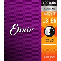 Elixir Strings 80/20 Bronze Acoustic Guitar Strings w NANOWEB Coating, Medium (.013-.056)