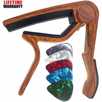 WINGO Guitar Capo for Acoustic and Electric Guitars - Rosewood with 5 Picks