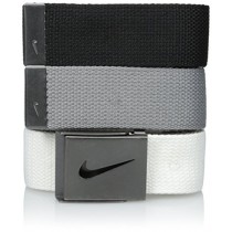 Nike Men's 3 Pack Golf Web Belt, White/gray/black, One Size