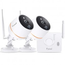 【Mini NVR】 Security Cameras System Wireless, Fyuui 4CH 1080P NVR with 2pcs 1080P Wireless WiFi IP Camera Outdoor Indoor, 2-Way Audio, PIR Motion Detection, 100ft Night Vision, Remote Monitoring