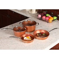 Kitchen Academy Red Ceramic Hammered 6 Piece Nonstick Induction Cookware Set