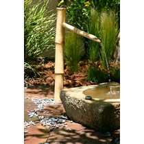 Bamboo Accents 36" Tall Outdoor Water Fountain Spout, Easy Install in Pond or Garden, Handmade Smooth Natural Split-Resistant Bamboo
