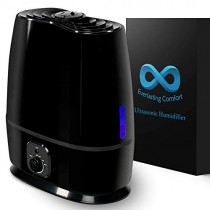 Everlasting Comfort Ultrasonic Cool Mist Humidifier (6L) with Essential Oil Tray - High Output and Ultra Quiet Operation - Auto Shut Off - Night Light - Large Capacity (Black)