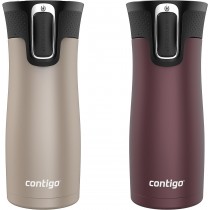 Contigo West Loop 2.0 Leak-Proof Spill-Proof Insulated Stainless Steel Travel Mug, 16oz., 2 Pack, Brown Sugar & Chocolate Truffle Metallic
