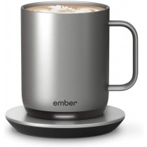 NEW Ember Temperature Control Smart Mug 2, 10 oz, Stainless Steel, 1.5-hr Battery Life - App Controlled Heated Coffee Mug - Improved Design