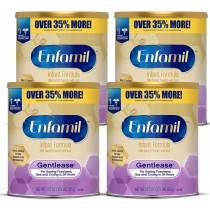 Enfamil Gentlease Baby Formula, Reduces Fussiness, Crying, Gas and Spit-up in 24 hours, DHA & Choline to support Brain development, Value Powder Can, 27.7 Oz (Pack of 4) 
