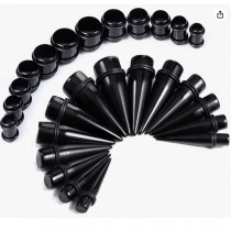 BodyJ4You 24PC Ear Stretching Kit - 00G-20mm Big Gauges - Solid Acrylic Heavy Tapers No Flare Plugs O-Rings - Stretchers Weights Expanders Eyelets