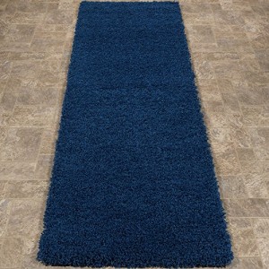 Ottomanson SHG2866-3X8 shag Collection Area Rug, 2'7" x 8', Navy
