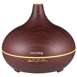 VicTsing Essential Oil Diffuser, 300ml Oil Diffuser with 7 Color Lights and 4 Timer, Aromatherapy Diffuser with Auto Shut-off Function, Cool Mist Humidifier BPA-Free for Bedroom Home - Redwood Brown