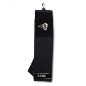 Team Golf NFL Los Angeles Rams Embroidered Golf Towel, Checkered Scrubber Design, Embroidered Logo