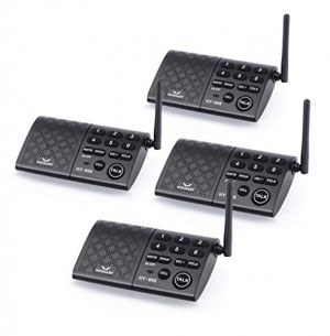 Hosmart Portable Wireless Intercom System，1/2Mile 6-Channel Security Wireless Intercom System for Home or Office [4 Stations Black] (Battery is not Included)