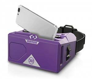 Merge VR Headset - Augmented Reality and Virtual Reality Headset, Play Educational Games and watch 360 Degree Videos, STEM Tool for Classroom and Home, Works with iPhone and Android (Pulsar Purple)