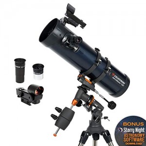 Celestron - AstroMaster 130EQ Newtonian Telescope - Reflector Telescope for Beginners - Fully-Coated Glass Optics - Adjustable-Height Tripod - BONUS Astronomy Software Package