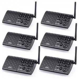 Hosmart Portable Wireless Intercom System,1/2Mile 6-Channel Security Wireless Intercom System for Home or Office [6 Stations Black]