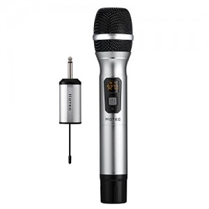 Hotec 25 Channel UHF Handheld Wireless Microphone with Mini Portable Receiver 1/4" Output, for Church/Home/Karaoke/Business Meeting
