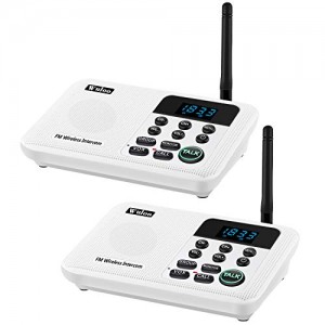 Wuloo Intercoms Wireless for Home 1 Mile Range 22 Channel 100 Digital Code Display Screen, Wireless Intercom System for Home House Business Office, Room to Room Intercom Communication(2Station, White)