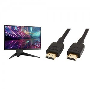 Alienware 25 Gaming Monitor - AW2518Hf, Full HD @ Native 240 Hz, 16: 9, 1ms Response time, DP, HDMI 2.0A, USB 3.0, AMD Freesync, Tilt, Swivel & AmazonBasics High-Speed 4K HDMI Cable, 6 Feet, 1-Pack