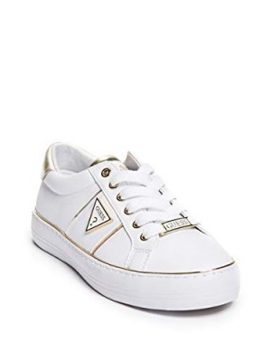 GUESS Factory Women's Gilda Logo Metallic Trim Low-Top Sneakers