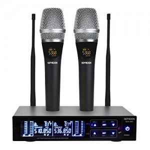 GEARDON Rechargeable Dual Wireless Microphone System, 200 Channel UHF  Cordless Mic Set  Long Distance 250Ft Mute Function for Church,Karaoke,Party,DJ
