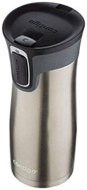 Contigo West Loop Stainless Steel Travel Mug with AUTOSEAL Lid, 16oz., Stainless Steel/Black