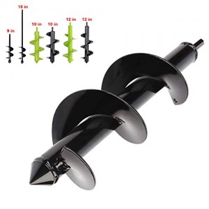 Auger Drill Bit Garden Plant Flower Bulb Auger Spiral Hole Drill Rapid Planter Earth Auger Bit Post or Umbrella Hole Digger for 3/8" Hex Drive Drill  (3" X 12", Black)