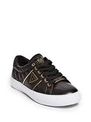GUESS Factory Women's Gilda Quilted Leather Low-Top Sneakers Black