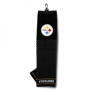Team Golf NFL Pittsburgh Steelers Embroidered Golf Towel, Checkered Scrubber Design, Embroidered Logo
