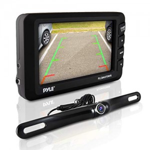 Wireless Rear View Backup Camera - Car Parking Rearview Monitor System and Reverse Safety w/Distance Scale Lines, Waterproof, Night Vision, 4.3" LCD Screen, Video Color Display for Vehicles - Pyle