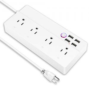 Smart Power Strip, Wifi Surge Protector, Voice Control with Alexa & Google Home, 4 AC Outlets 4 USB Port with 6-Foot Cord, App Control Appliances, Individual Control, Timing Schedule, No Hub Required