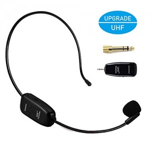 Wireless Microphone Headset, UHF Wireless Mic Headset and Handheld 2 in 1, 160 ft (50M) Range, Rechargeable for Voice Amplifier, Stage Speakers, Teacher, Tour Guides, Fitness Instructor