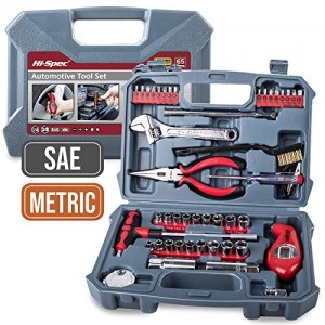 Hi-Spec 65 Piece Motor Car Bike Engine Auto DIY Repair Tool Kit Set. Hand Tools, SAE & Metric Sockets & More in a Carry Case