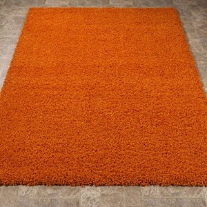 Ottomanson Soft Cozy Color Solid Shag Area Rug Contemporary Living and Bedroom Soft Shag Area Rug, Orange, 5'3" L x 7'0" W