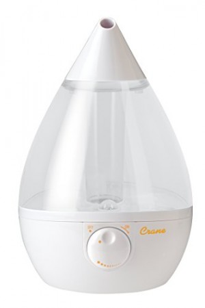 Crane Ultrasonic Cool Mist Humidifier, Filter-Free, 1 Gallon, for Home Bedroom Baby Nursery and Office, Clear and White