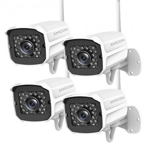 Outdoor Security Camera, 1080P WiFi Camera Wireless Surveillance Cameras, IP Camera with Two-Way Audio, IP66 Waterproof, Night Vision, Motion Detection, Activity Alert, Deterrent Alarm (4-Pack)