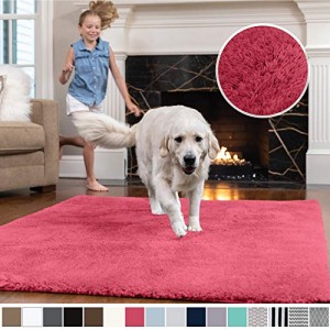 Gorilla Grip Original Faux-Chinchilla Area Rug, 3x5 Feet, Super Soft and Cozy High Pile Washable Carpet, Modern Rugs for Floor, Luxury Shag Carpets for Home, Nursery, Bed and Living Room, Hot Pink