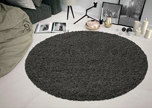 Sweet Home Stores COZY2764-ROUND Shaggy Rug, 5'3" Round, Charcoal Grey