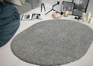 Sweet Home Stores COZY2763-OVAL Shaggy Rug, 5'3" x 7'0" Oval, Grey