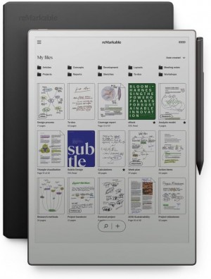 reMarkable Paper Pro Bundle – Premium Leather | Includes 11.8” reMarkable Paper Tablet, Marker Plus Pen with Eraser, and a Book Folio Cover in Black Leather