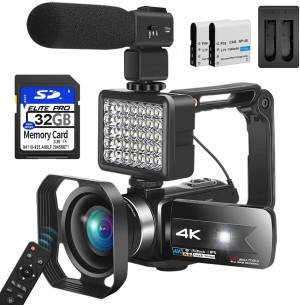 Camcordy Video Camera Camcorder, 4K Camcorder with Microphone for Photography Camcorder UHD 56MP Vlogging Camera for YouTube 16X Zoom 3.0" Touch Screen IR Night Vision Wi-Fi with Beauty Fill 
