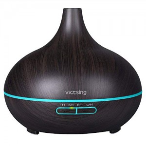 VicTsing Essential Oil Diffuser, 300ml Oil Diffuser with 7 Color Lights and 4 Timer, Aromatherapy Diffuser with Auto Shut-off Function, Cool Mist Humidifier BPA-Free for Bedroom Home - Dark Brown