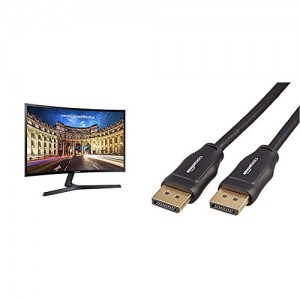 Samsung Electronics LC27F398FWNXZA Samsung Electronics C27F398 27" Curved Monitor & AmazonBasics DisplayPort to DisplayPort HD Display Cable - 6 Feet