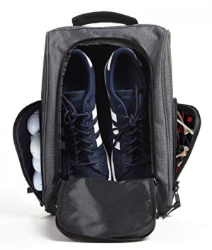 Athletico Golf Shoe Bag - Zippered Shoe Carrier Bags with Ventilation & Outside Pocket for Socks, Tees, etc. (Gray)