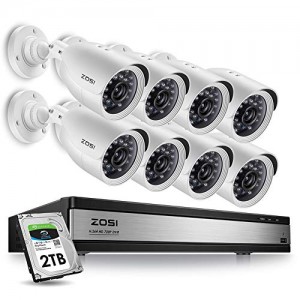 ZOSI 1080p 16 Channel Security Camera System,1080N 16 Channel DVR with Hard Drive 2TB and 8 x 1080p Weatherproof Home Surveillance CCTV Bullet Camera Outdoor Indoor with Night Vision