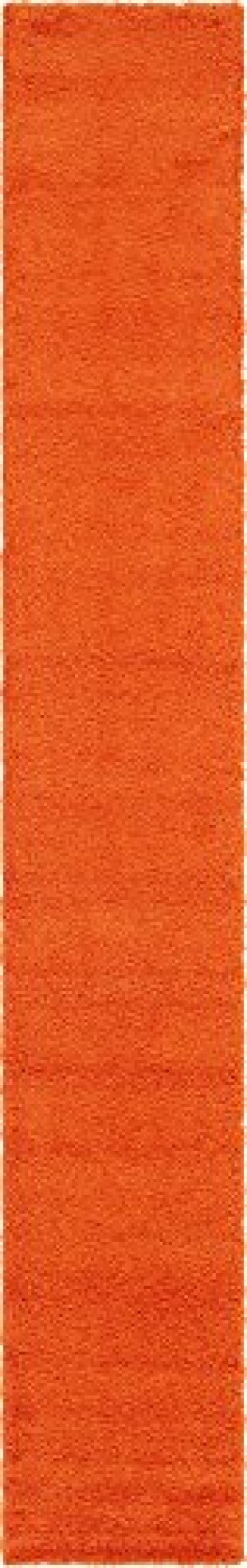 Unique Loom Solo Solid Shag Collection Modern Plush Tiger Orange Runner Rug (2' 6 x 16' 5)